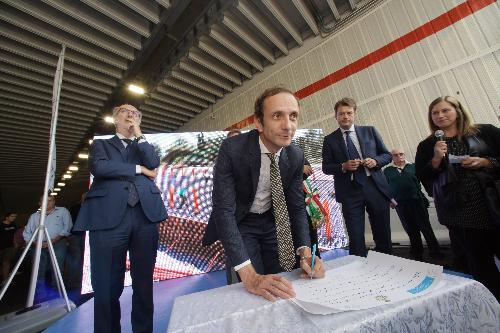 Il governatore Fedriga all'inaugurazione della variante di Dignano